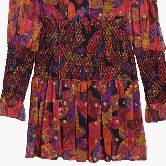 NWT $295 FARM RIO Heart Daisy Metallic Dot Long Sleeve Minidress in size Small! - Picture 6 of 8